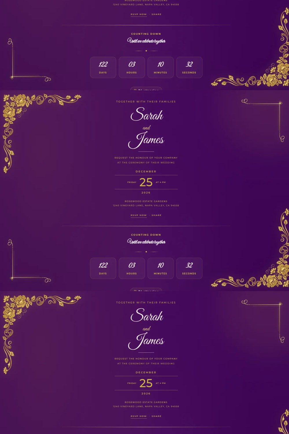 Сливовая филигрань Свадьба Invitation