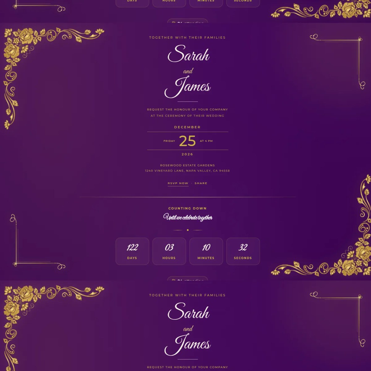Роскошь Свадьба Invitation Template