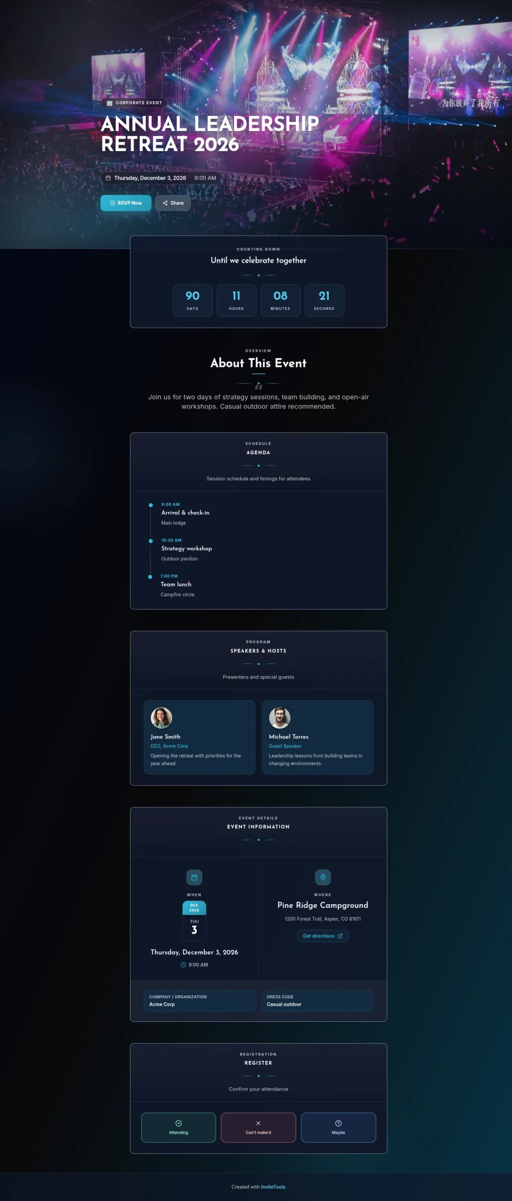 Executive Dark invitation template preview