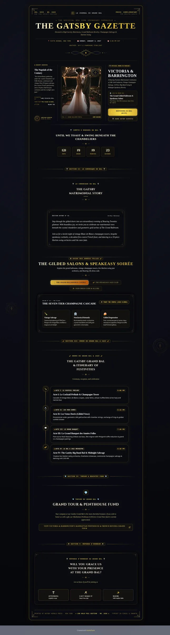 Art Deco Gold invitation template preview