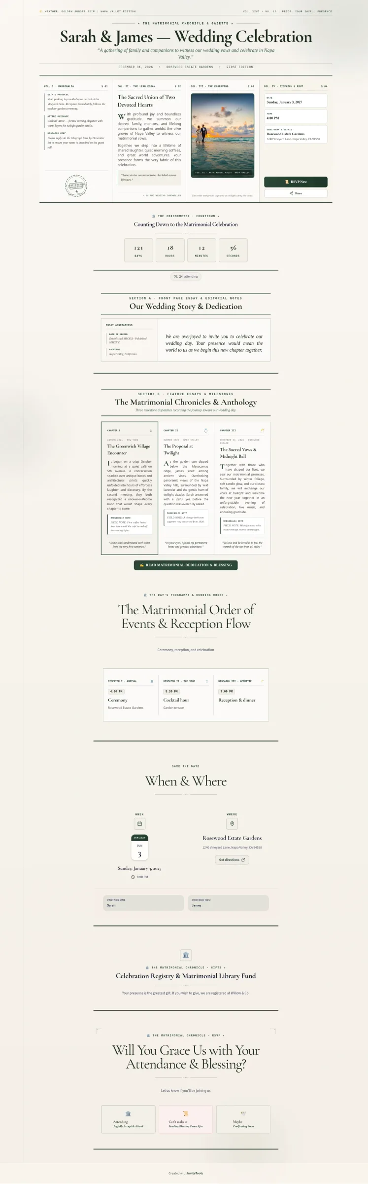 Column Story invitation template preview