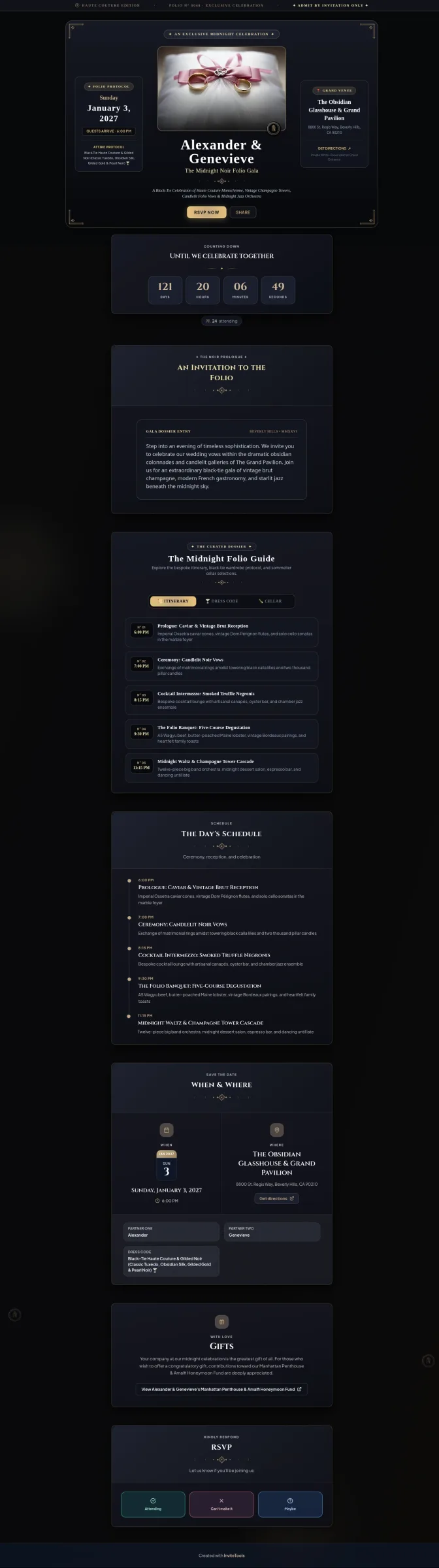 Folio Noir invitation template preview