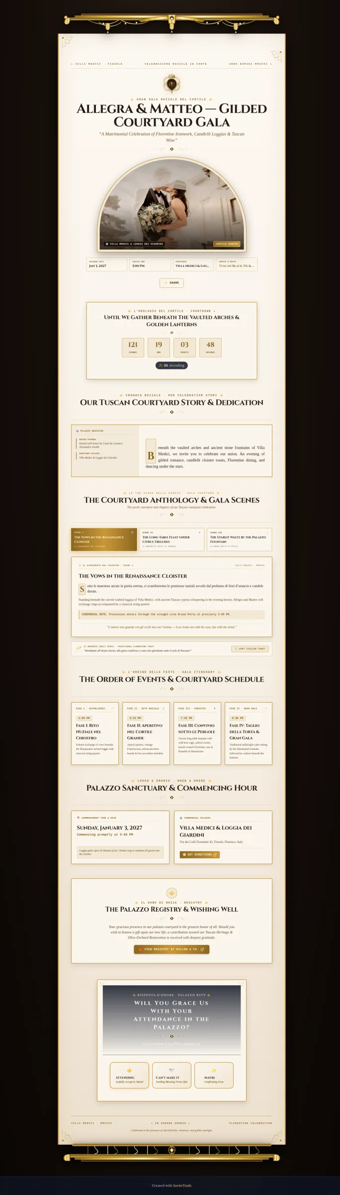 Gilded Courtyard invitation template preview