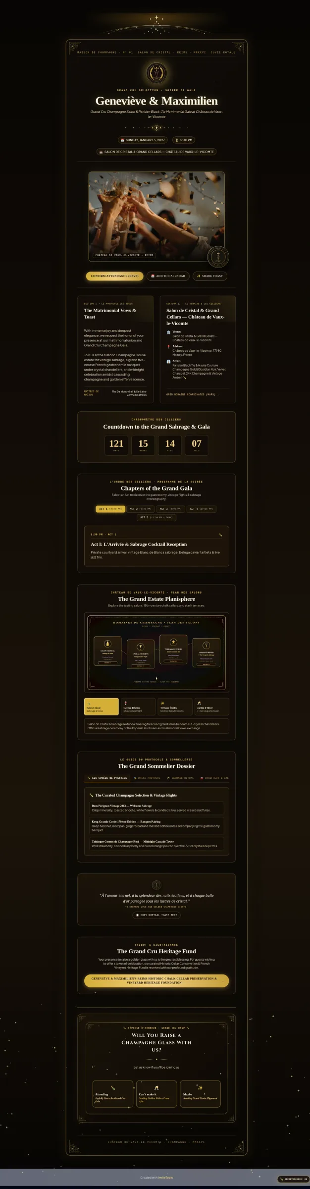 Noir Champagne invitation template preview