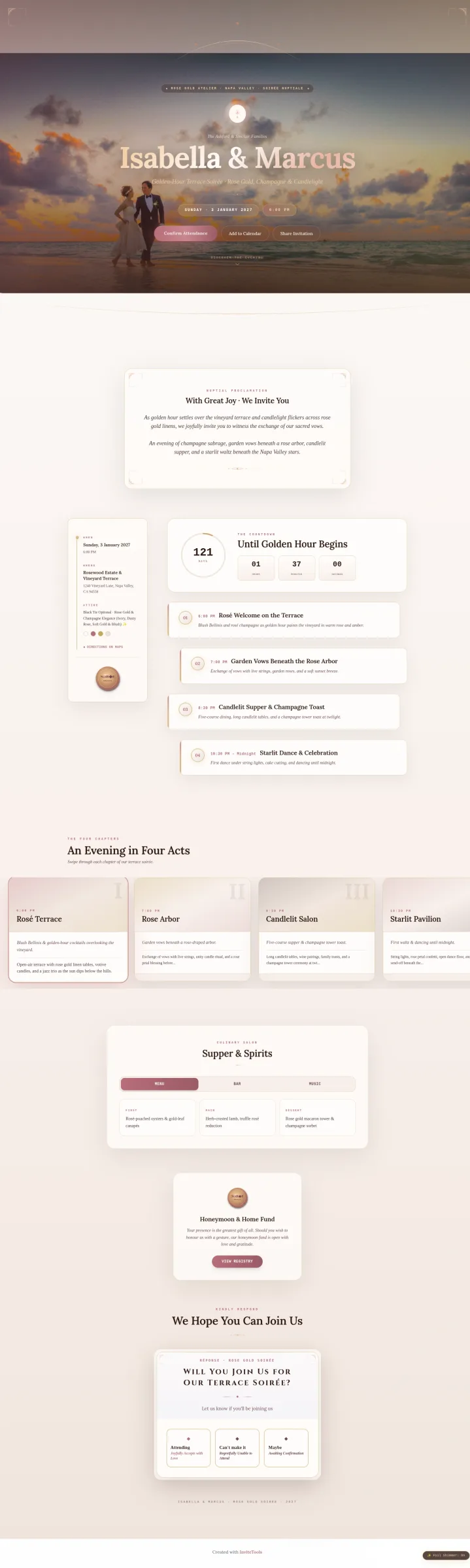 Rose Gold Soiree invitation template preview