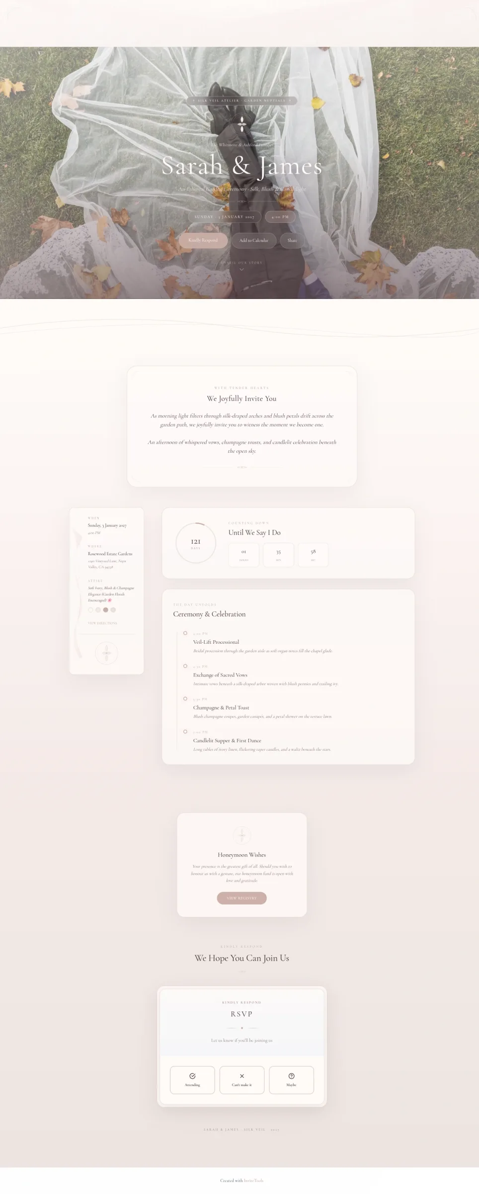 Silk Veil invitation template preview