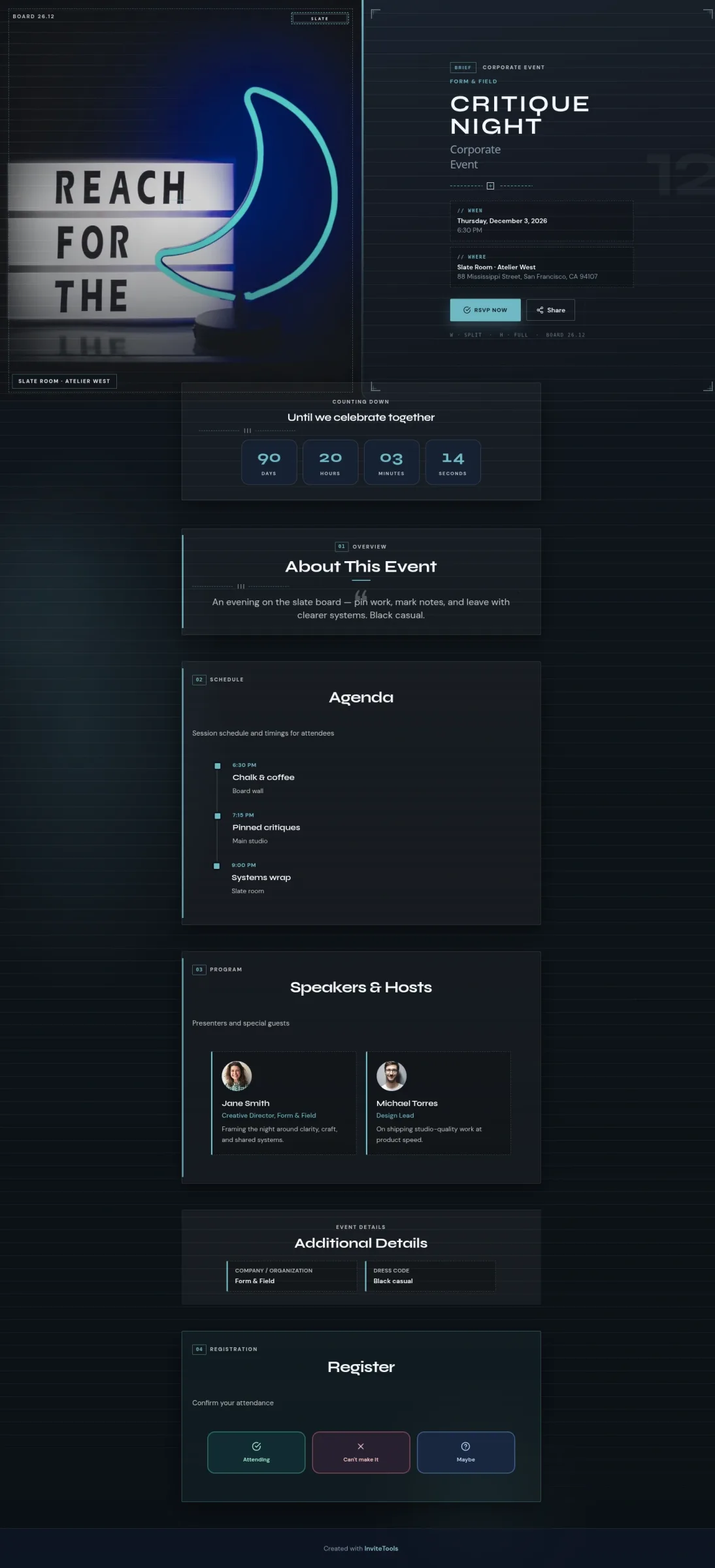 Studio Slate invitation template preview