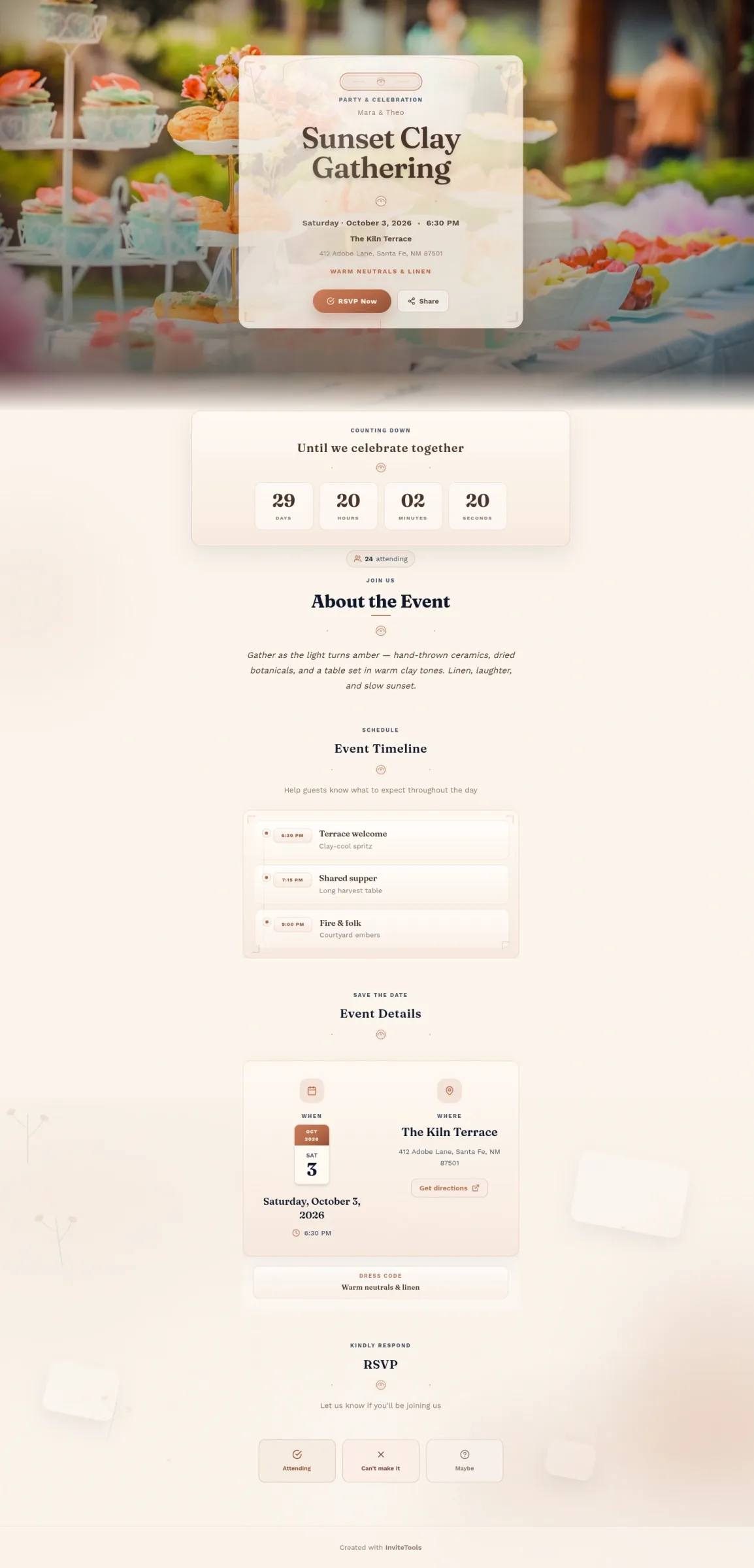 Terracotta Dream invitation template preview