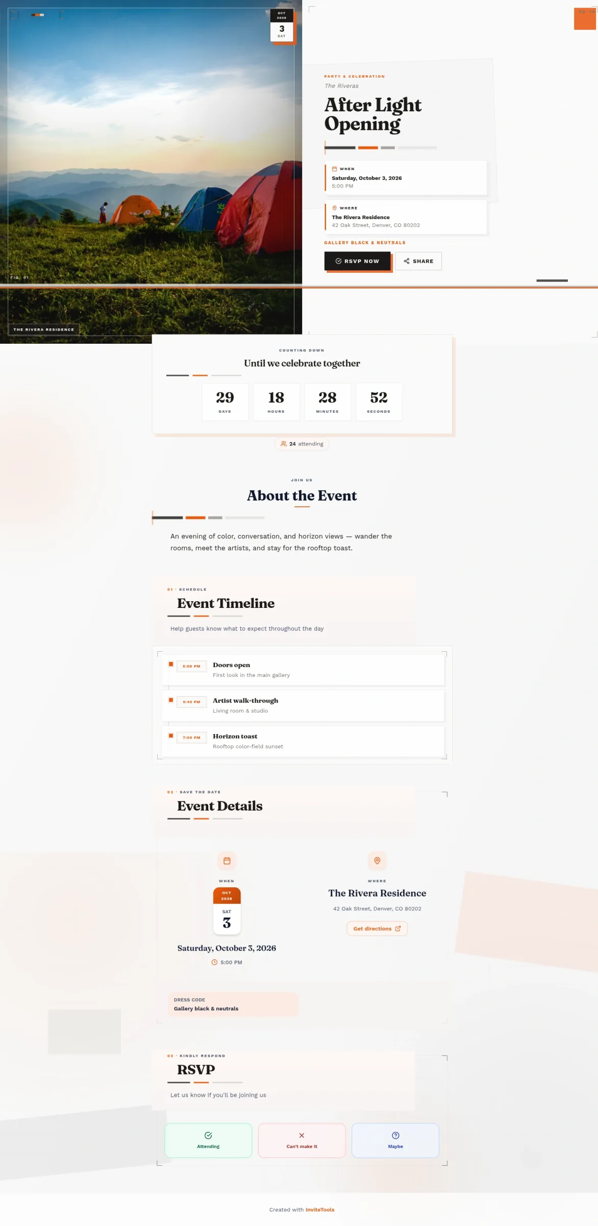 Woven Horizon invitation template preview