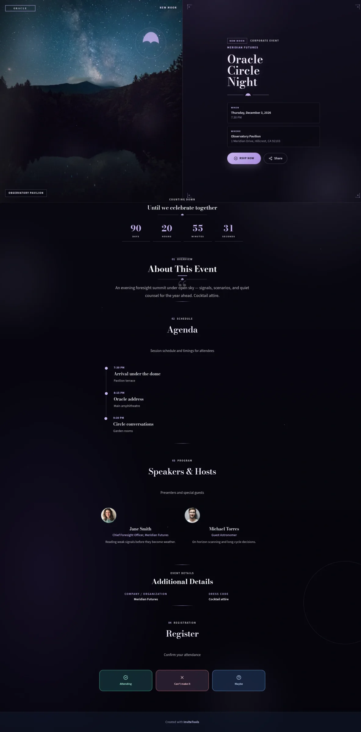Oracle Night invitation template preview