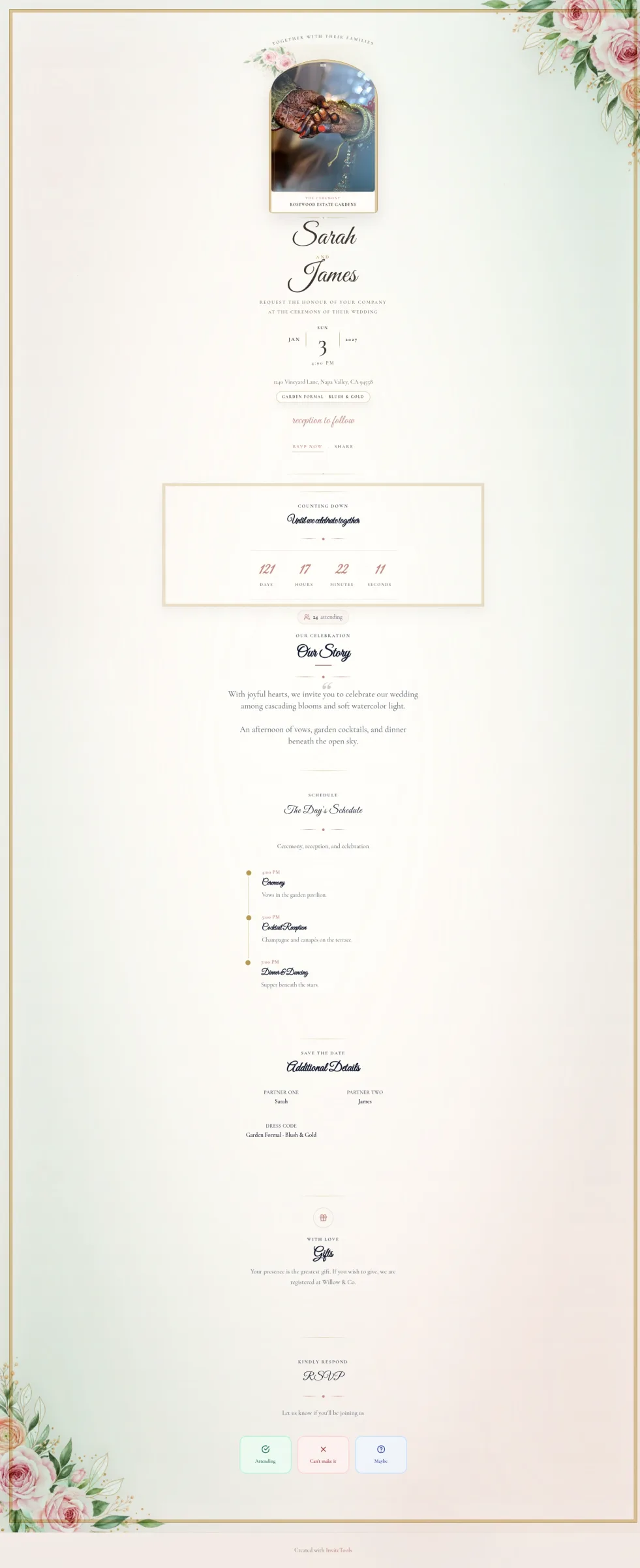 Cascade Bloom invitation template preview
