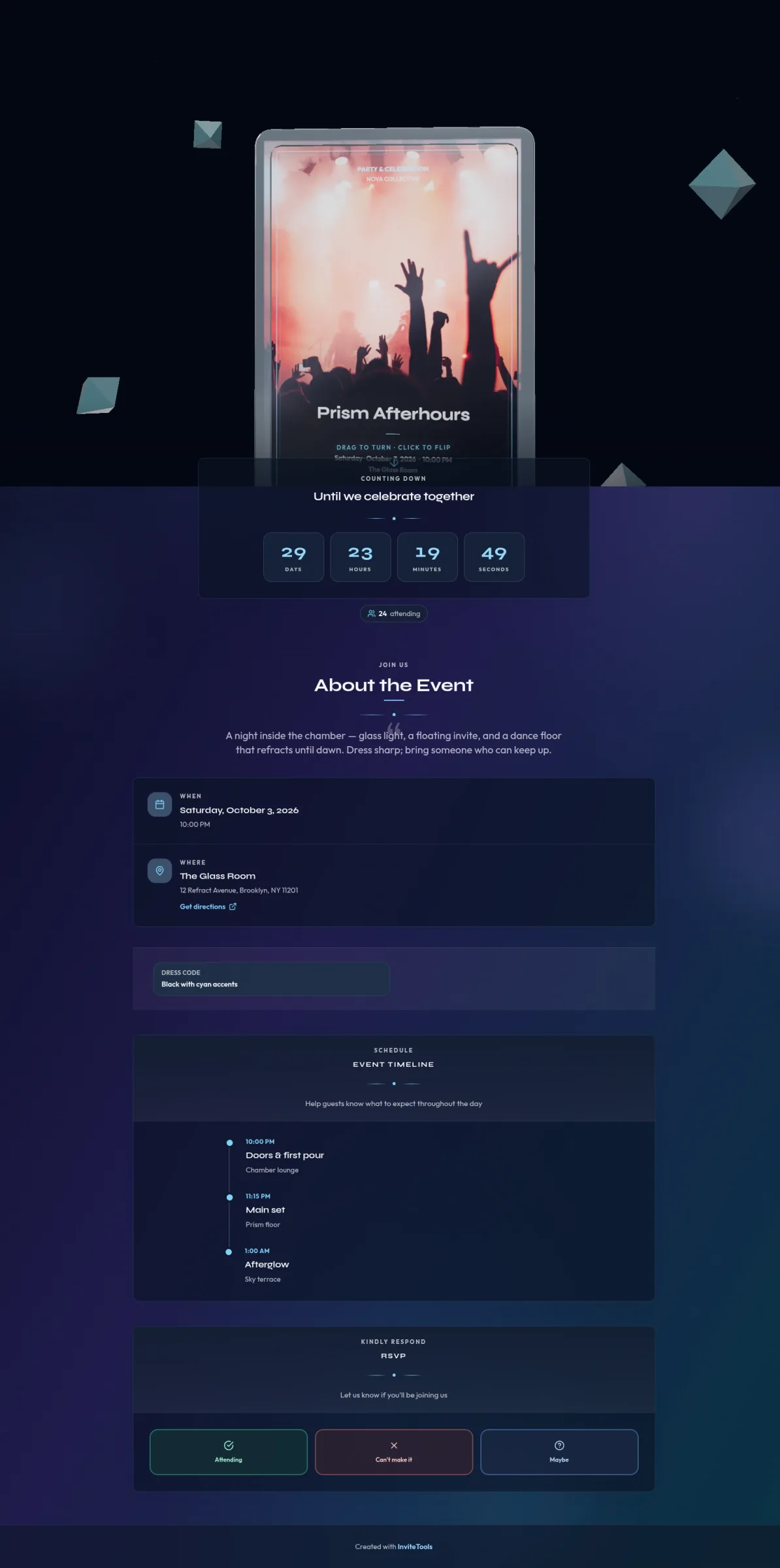 Prism Chamber invitation template preview