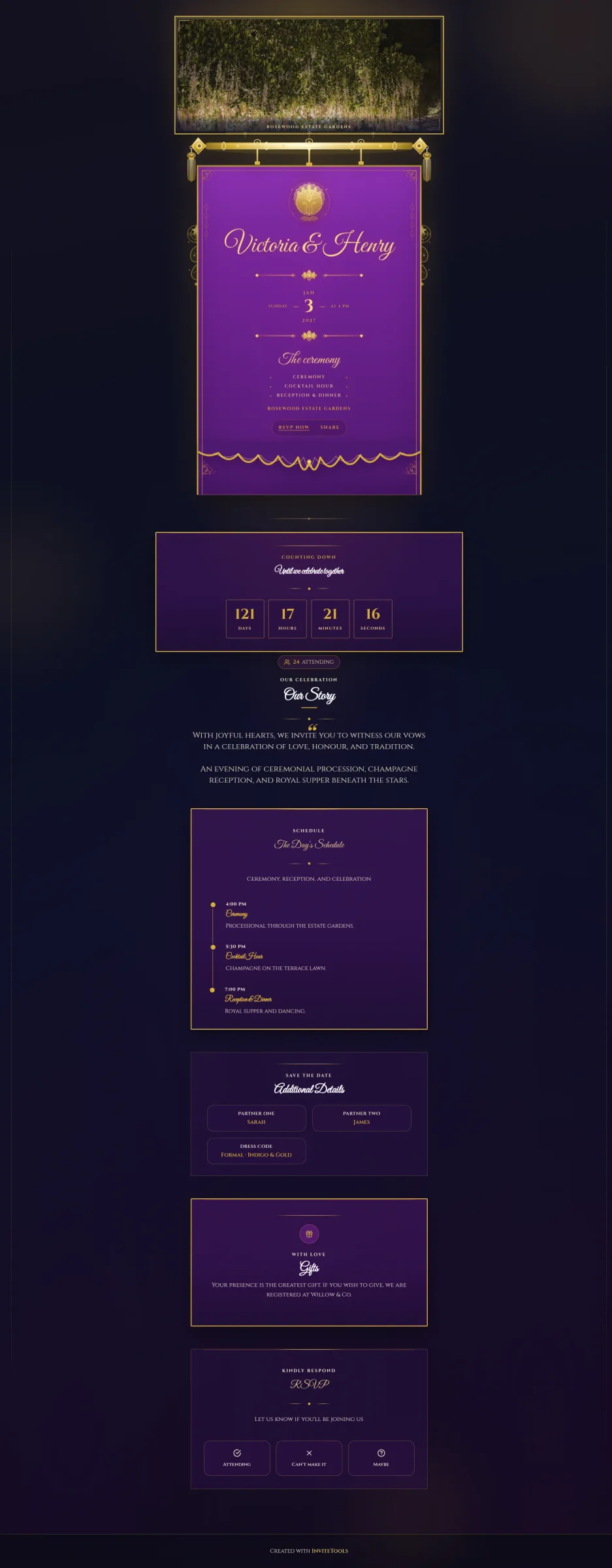 Royal Pennant invitation template preview