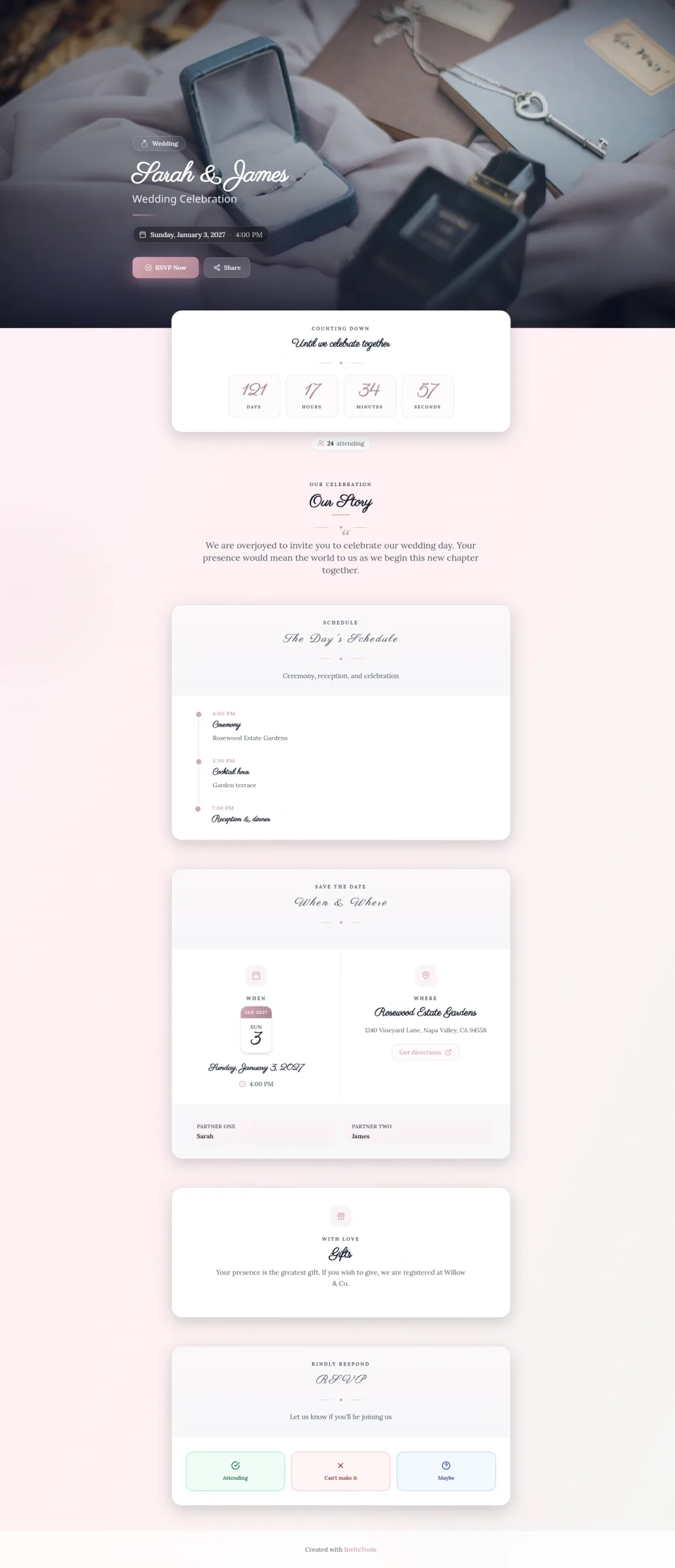 Soft Bloom invitation template preview