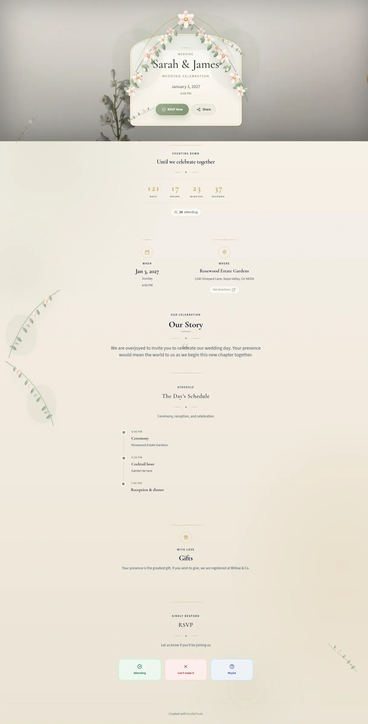 Sage Arch invitation template preview
