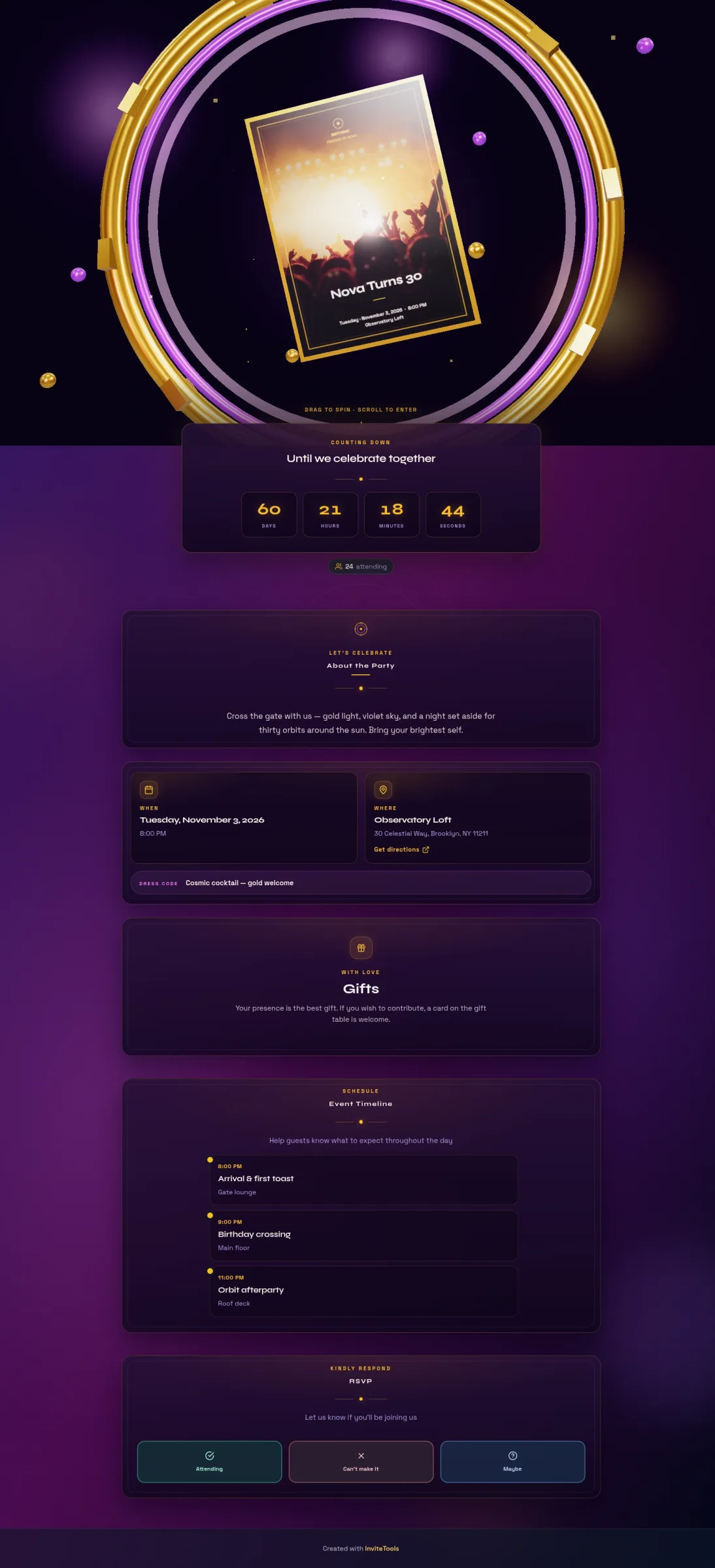 Stellar Gate invitation template preview